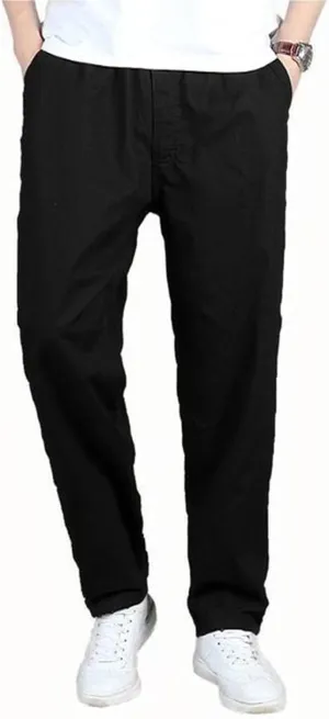 2025 Men's Casual Pants Loose Straight Leg Pants Elasticated Waist Cargo Pants