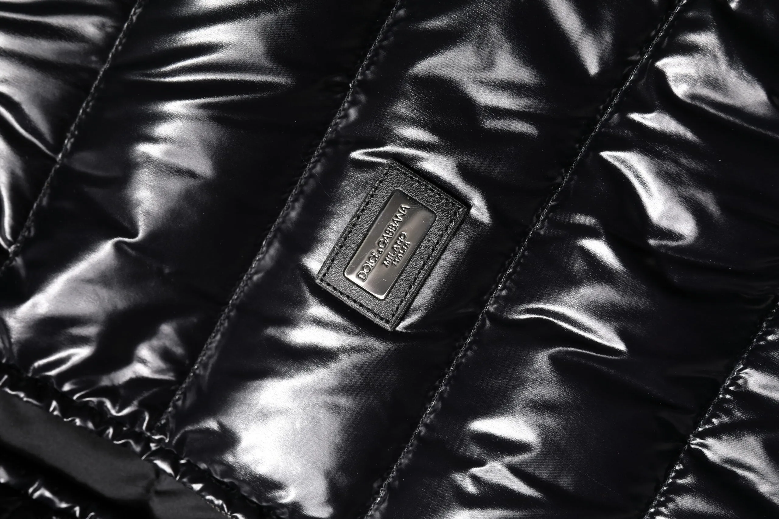 Black Logo Plaque Full Zip Puffer Jacket