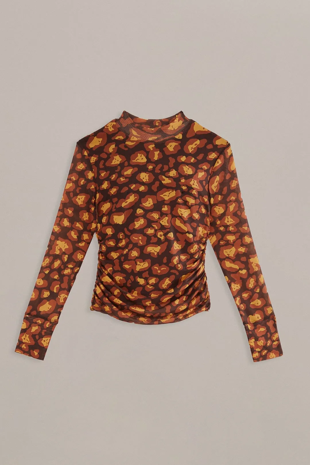 Brown Leopard Desire Tulle Blouse