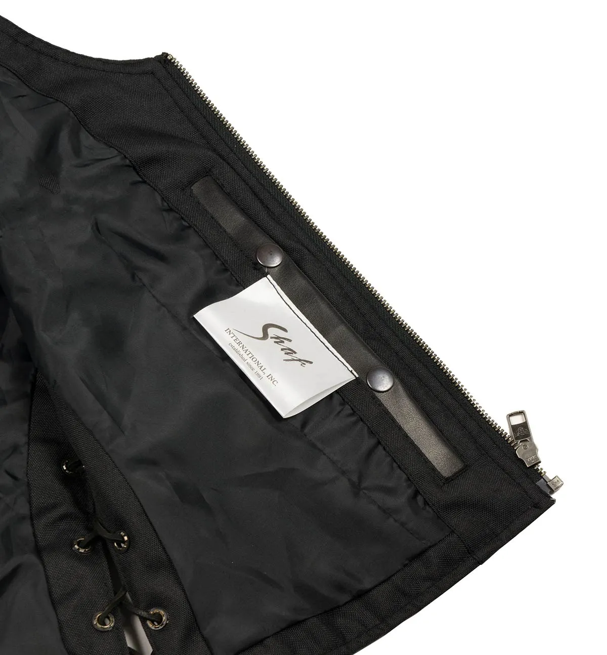 BROWN MLL4531 Women's Distress Brown Leather Open V-Neck Side Lace Stitching Detail Motorcycle Rider Vest