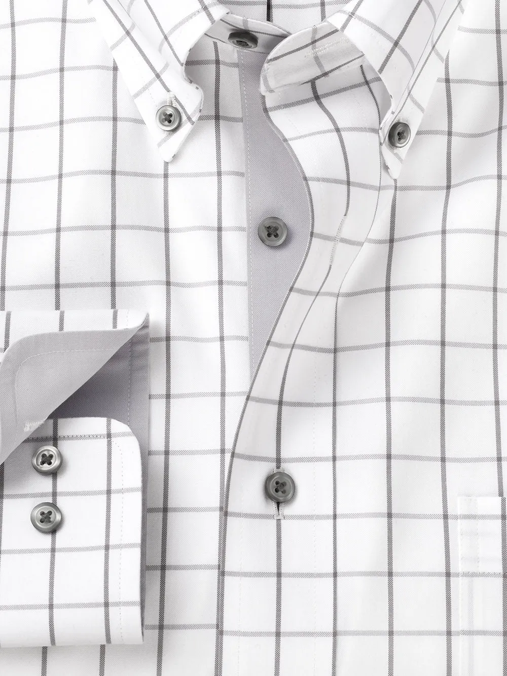 Comfort Stretch Non-iron Check Dress Shirt With Contrast Trim