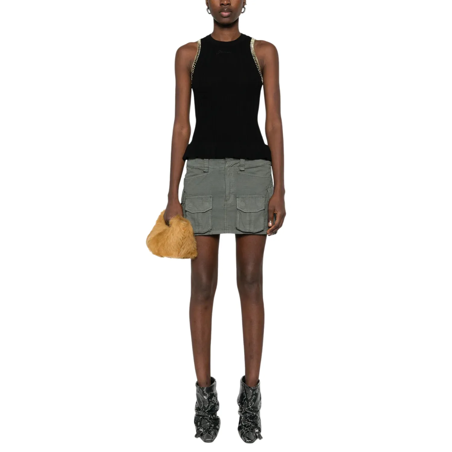 Light Viscose Rib Tank Top (Black)