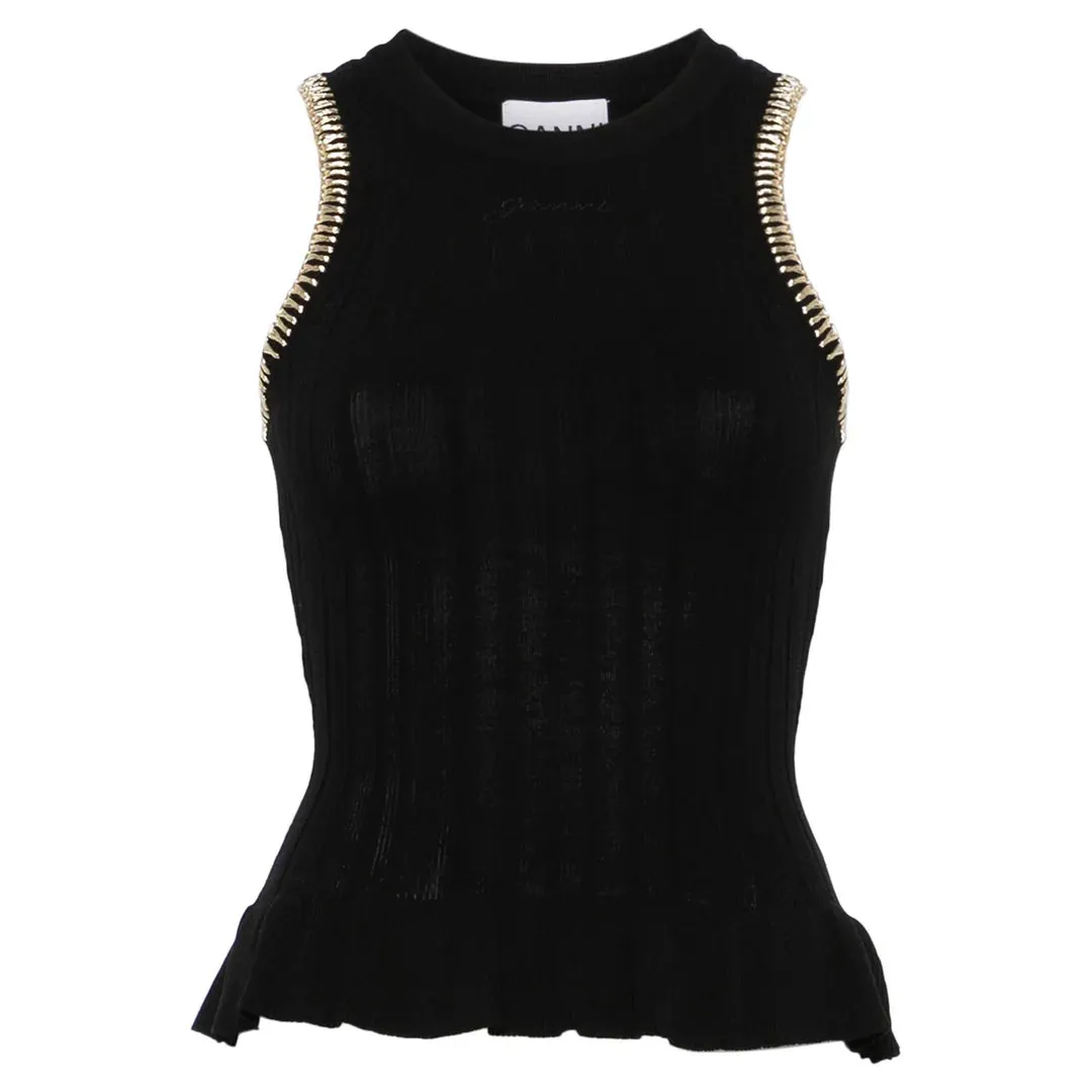 Light Viscose Rib Tank Top (Black)