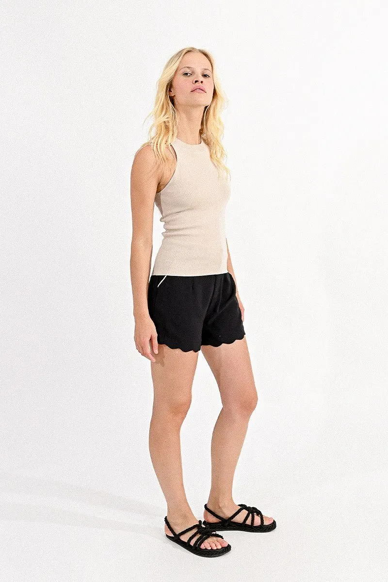 Molly Bracken Ribbed Tank Top in Beige