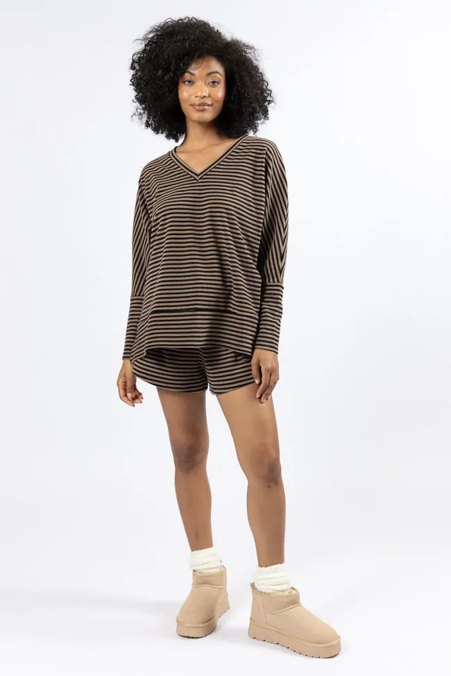 No Complaints Mocha and Black Striped Top FINAL SALE