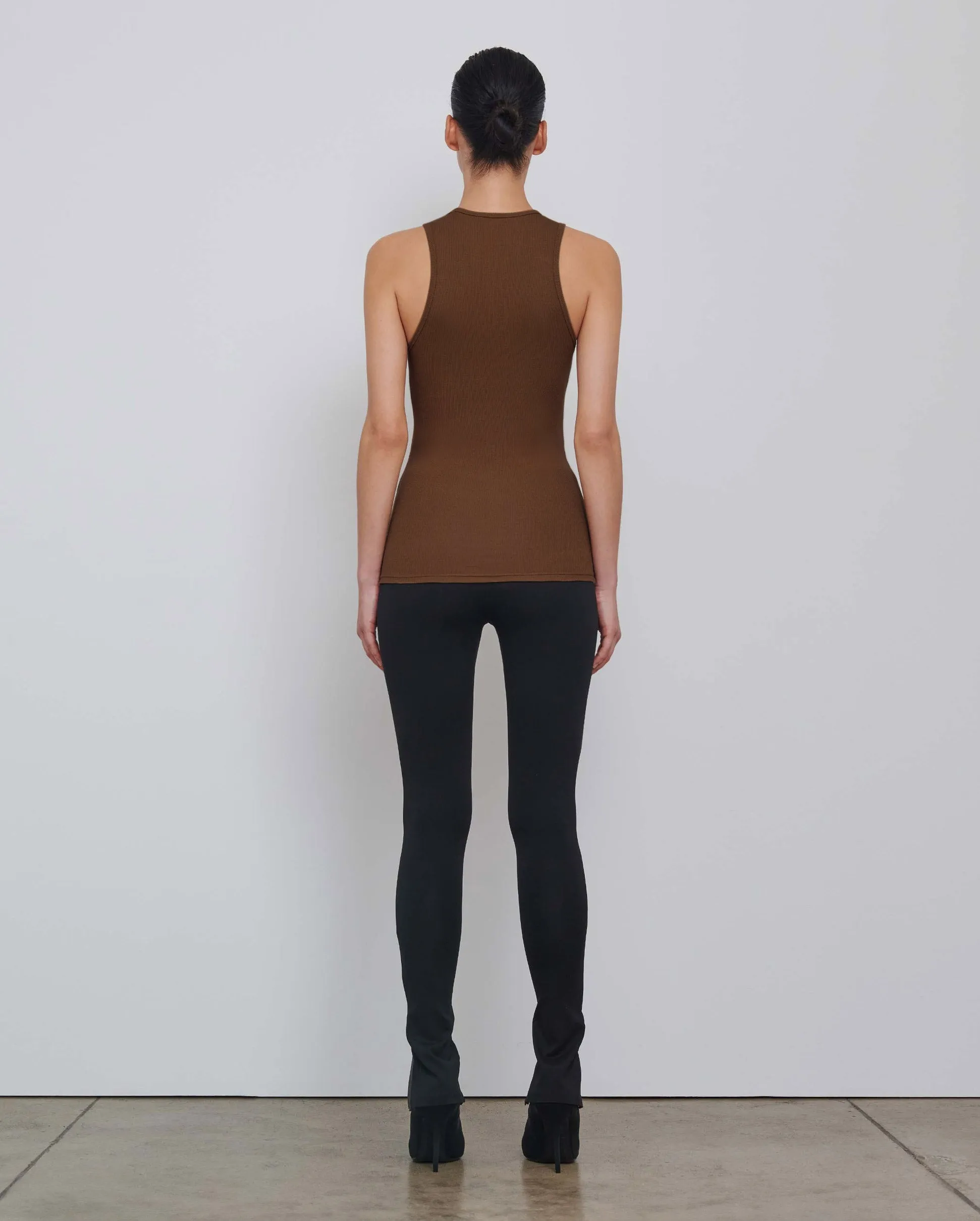 RIBBED TANK / BROWN