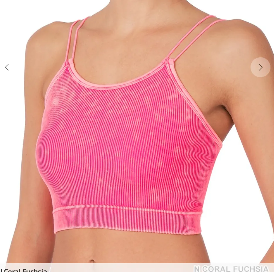 Washed Ribbed Seamless Double Strap Brami